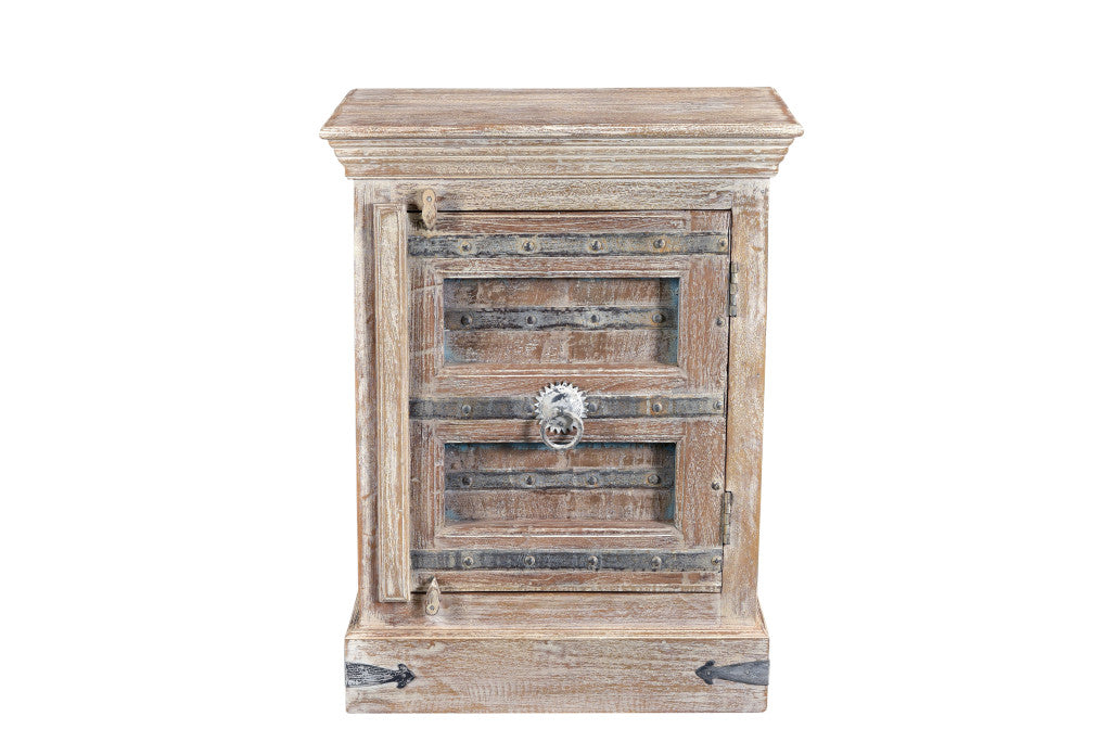 Distressed White Solid Wood Nightstand