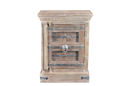 Distressed White Solid Wood Nightstand