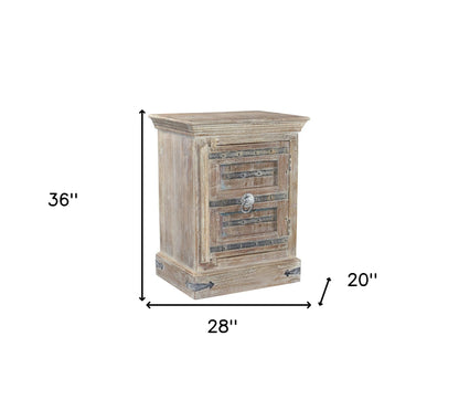 Distressed White Solid Wood Nightstand