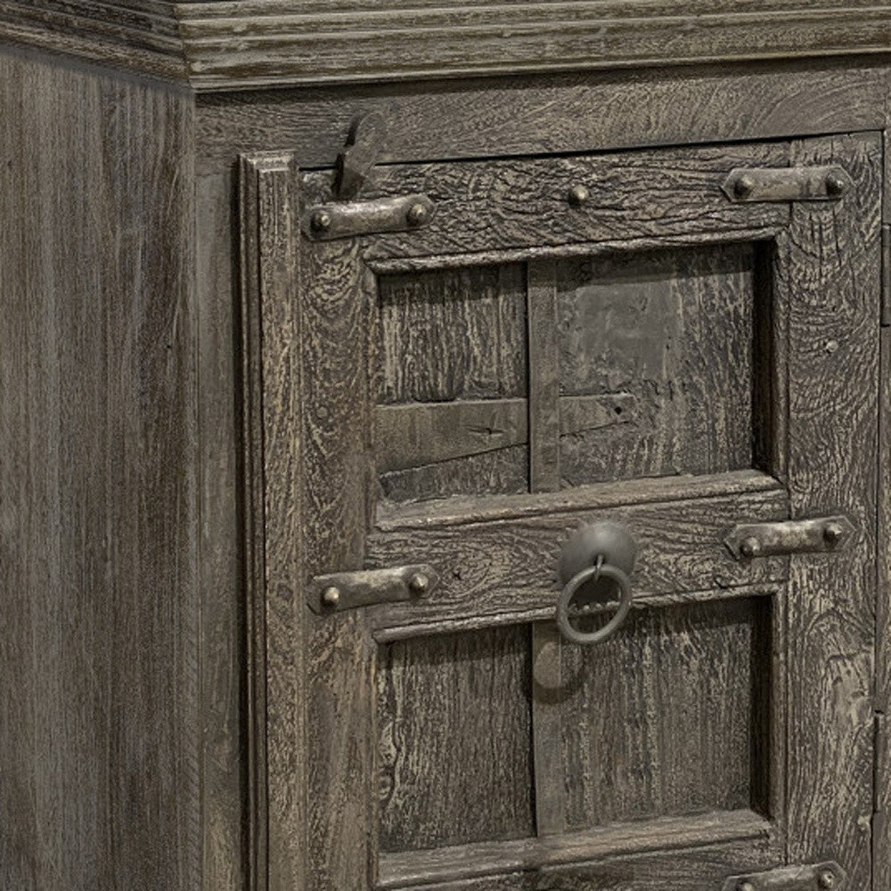 Distressed Brown Solid Wood Nightstand