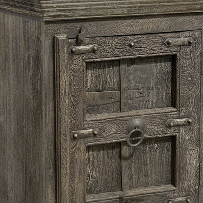 Distressed Brown Solid Wood Nightstand