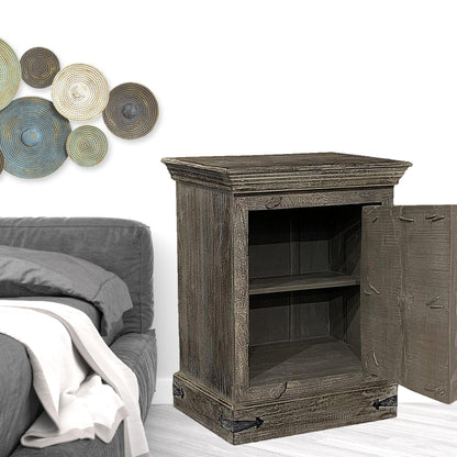 Distressed Brown Solid Wood Nightstand