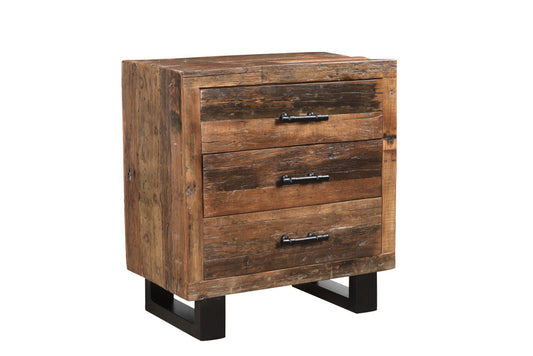 Distressed Dark Brown 3 Drawer Nightstand