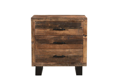 Distressed Dark Brown 3 Drawer Nightstand