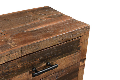 Distressed Dark Brown 3 Drawer Nightstand
