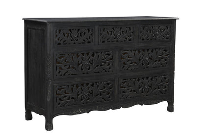 Black Solid Wood Seven Drawer Dresser image 3