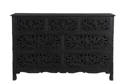 Black Solid Wood Seven Drawer Dresser image 2