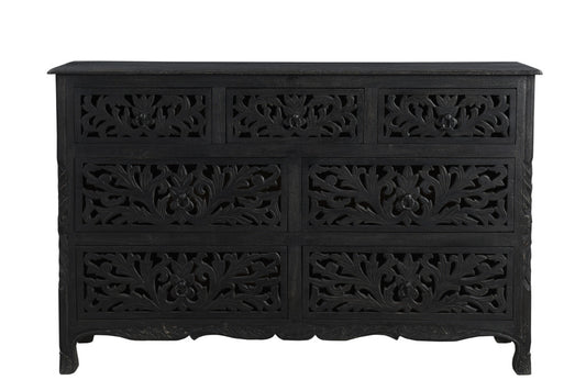Black Solid Wood Seven Drawer Dresser image 2