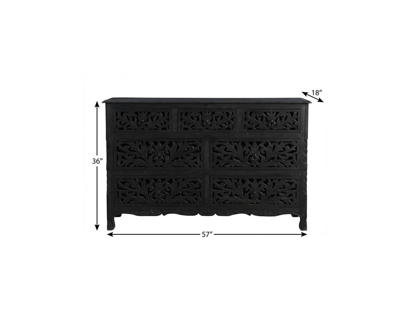 Black Solid Wood Seven Drawer Dresser image 8