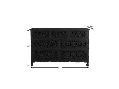 Black Solid Wood Seven Drawer Dresser image 8