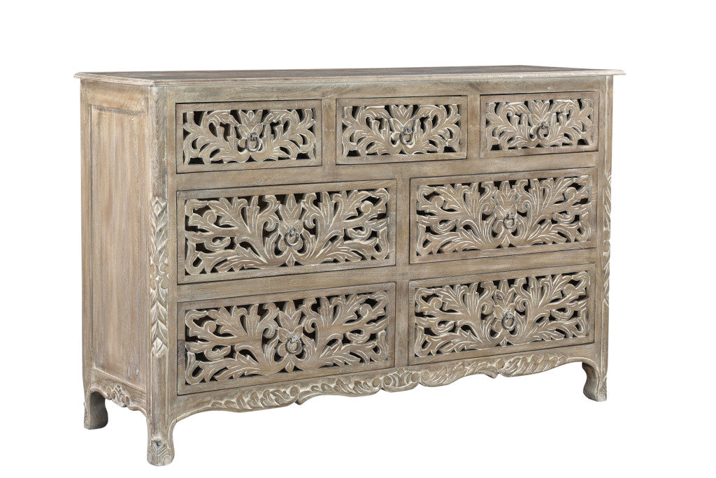 Gray Solid Wood Seven Drawer Dresser image 4