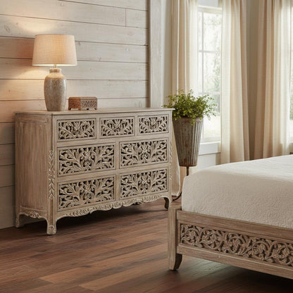 Gray Solid Wood Seven Drawer Dresser image 1