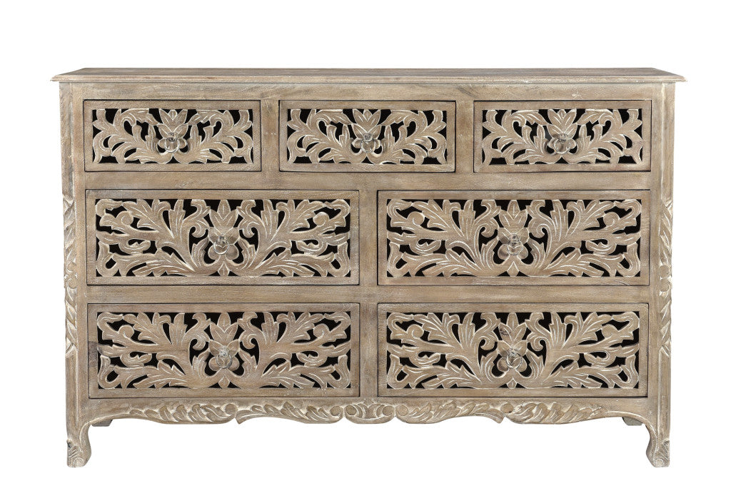 Gray Solid Wood Seven Drawer Dresser image 3
