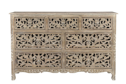 Gray Solid Wood Seven Drawer Dresser image 3