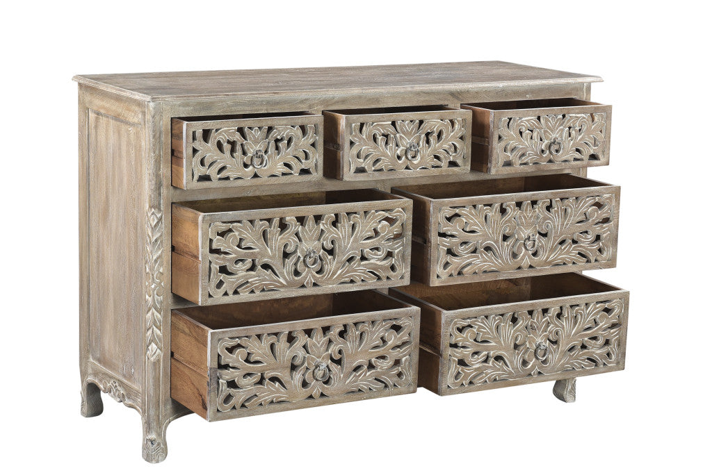 Gray Solid Wood Seven Drawer Dresser image 5
