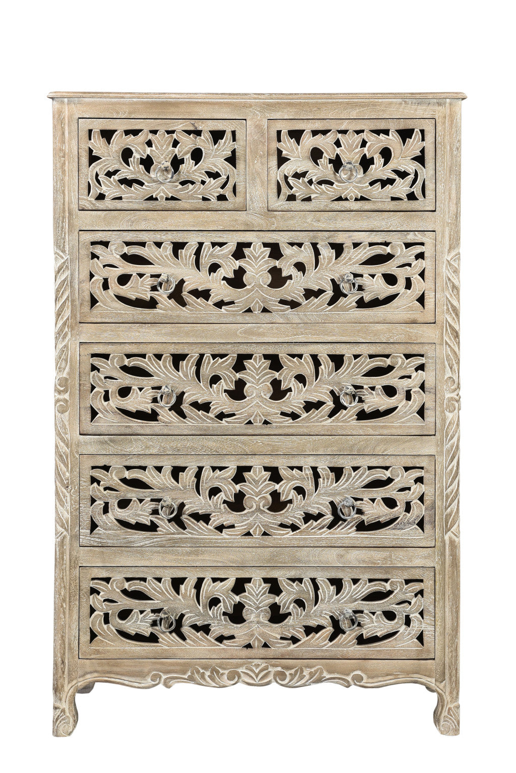 Gray Solid Wood Six Drawer Chest image 2