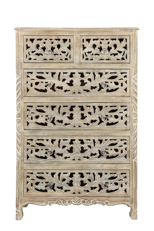 Gray Solid Wood Six Drawer Chest image 2