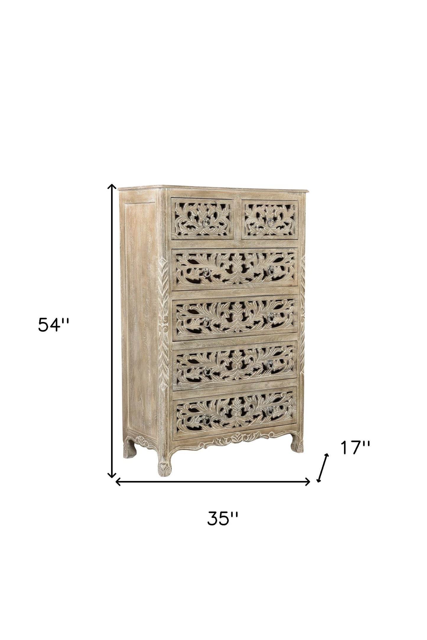 Gray Solid Wood Six Drawer Chest image 8