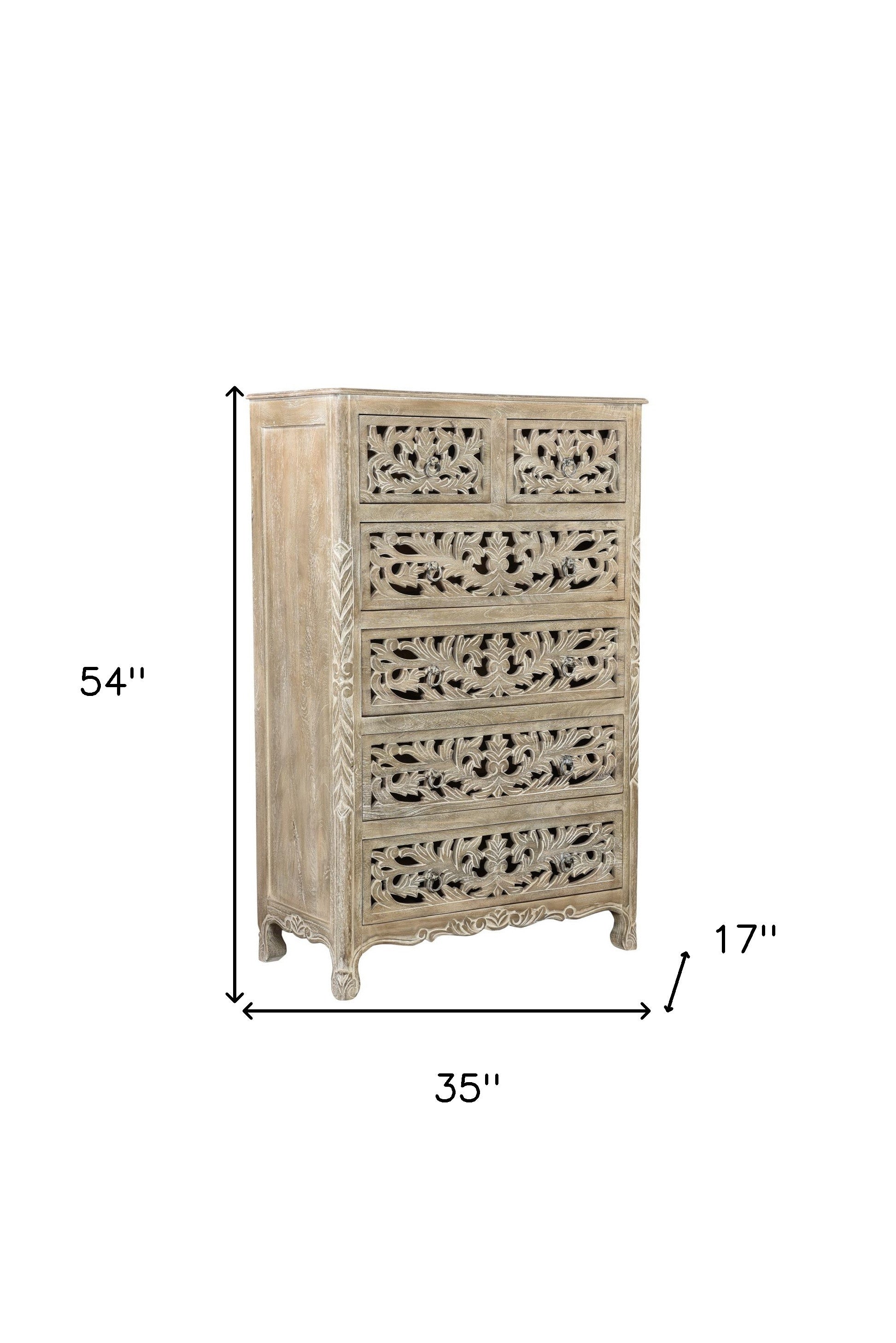 Gray Solid Wood Six Drawer Chest image 8