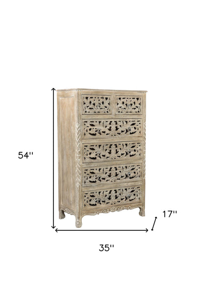 Gray Solid Wood Six Drawer Chest image 8
