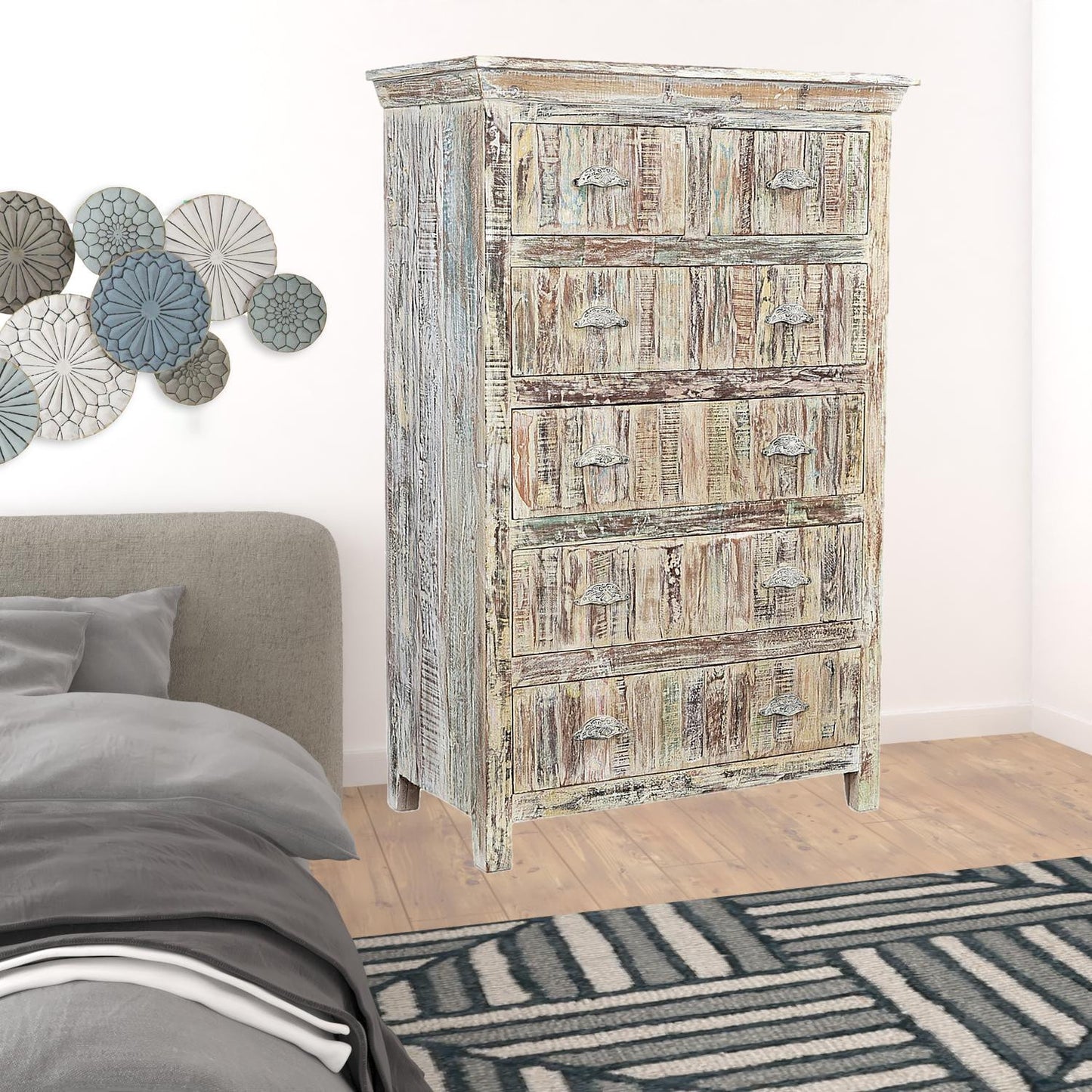 White Weathered Wood Pattern Wardrobe