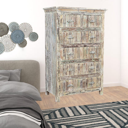 White Weathered Wood Pattern Wardrobe