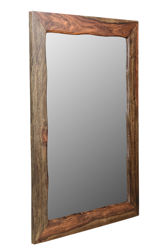 Dark Brown Solid Wood Framed Accent Mirror