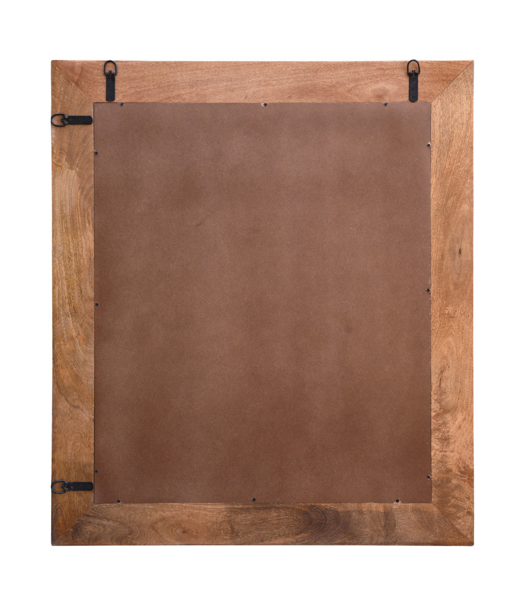Brown Solid Wood Geometric Starburst Accent Mirror