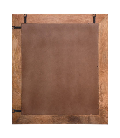 Brown Solid Wood Geometric Starburst Accent Mirror