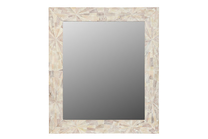 White Solid Wood Geometric Starburst Accent Mirror