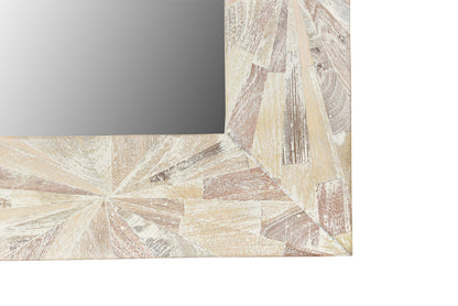 White Solid Wood Geometric Starburst Accent Mirror