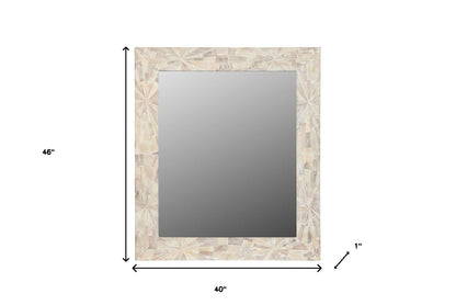 White Solid Wood Geometric Starburst Accent Mirror