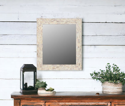 White Solid Wood Geometric Starburst Accent Mirror