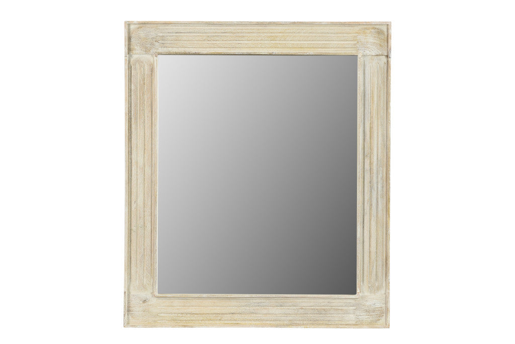 White Solid Wood Framed Accent Mirror