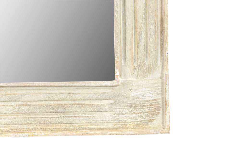 White Solid Wood Framed Accent Mirror