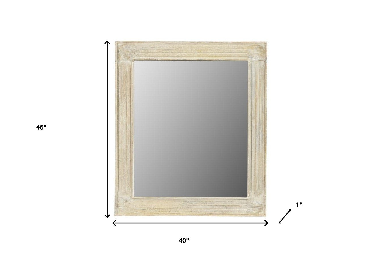 White Solid Wood Framed Accent Mirror