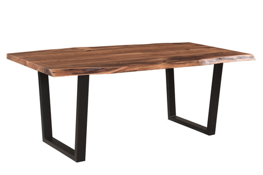 Brown And Black Solid Wood And Metal Dining Table