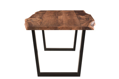 Brown And Black Solid Wood And Metal Dining Table