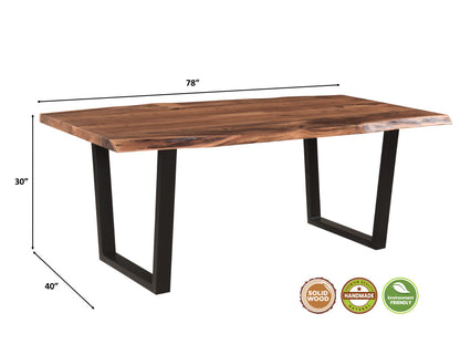Brown And Black Solid Wood And Metal Dining Table