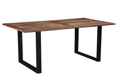 Dark Brown And Black Solid Wood Sled Base Dining Table