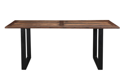 Dark Brown And Black Solid Wood Sled Base Dining Table