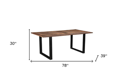Dark Brown And Black Solid Wood Sled Base Dining Table