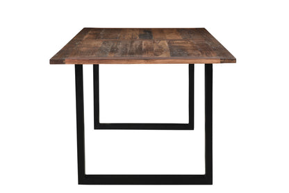 Dark Brown And Black Solid Wood Sled Base Dining Table