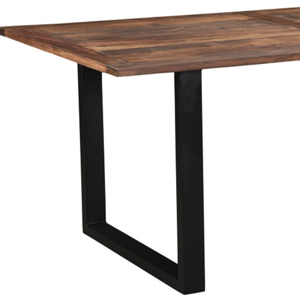 Dark Brown And Black Solid Wood Sled Base Dining Table