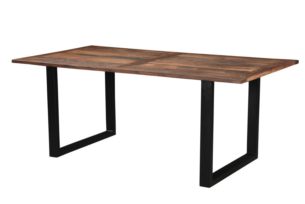 Dark Brown And Black Solid Wood Sled Base Dining Table