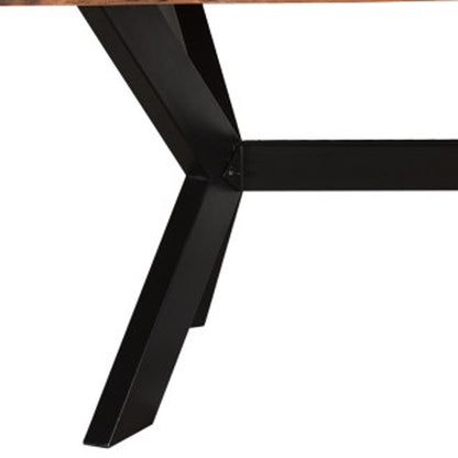 Brown And Black Solid Wood And Metal Trestle Base Dining Table
