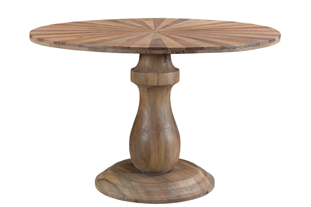 Brown Solid Wood Starburst Dining Table