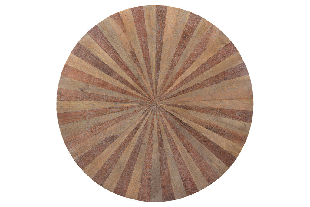 Brown Solid Wood Starburst Dining Table