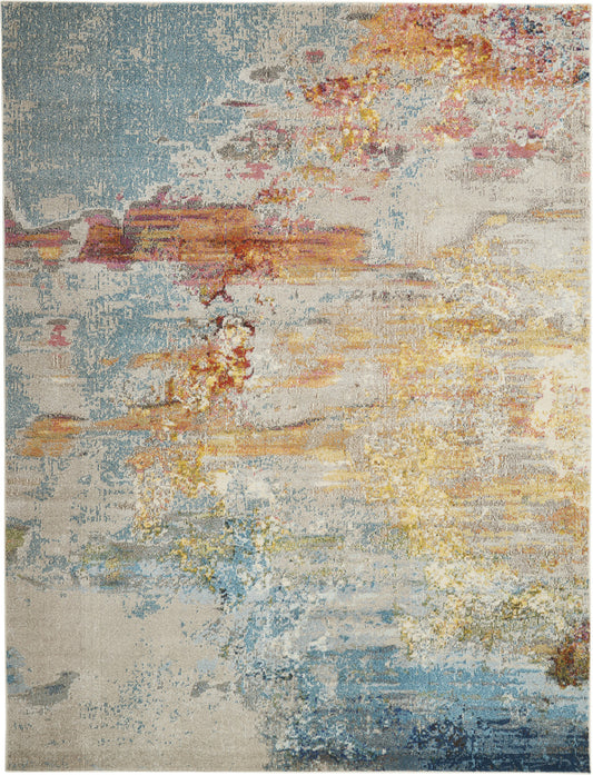 9 x 12 Blue & Gray Power Loom Rug