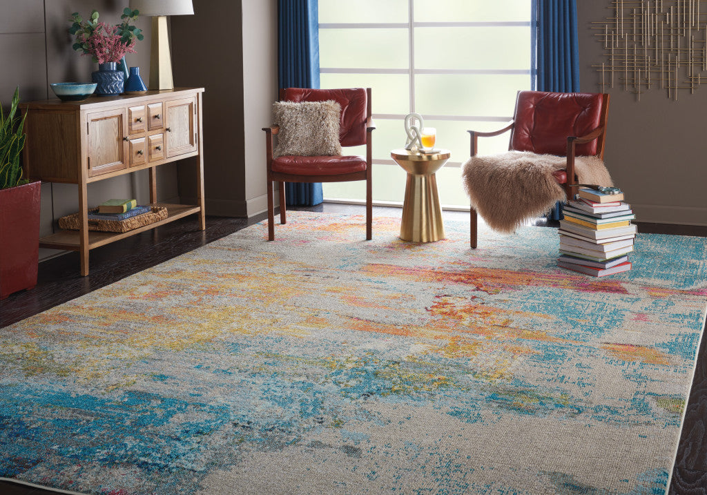 9 x 12 Blue & Gray Power Loom Rug